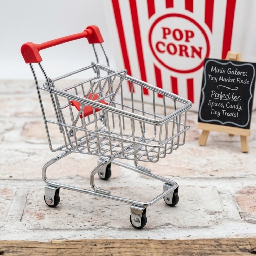 Mini Shopping Cart Cute Desk Organizer Aesthetic Decor | Gift Idea Candy Holder